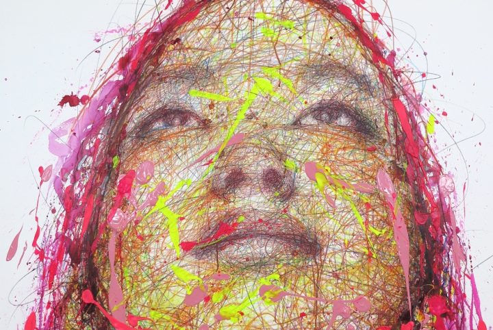 Extrait de La fille en rose, technique mixte sur toile, 2021 © Hom Nguyen
