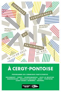 Affiche de l'édition 2023 des Journées Européennes du Patrimoine mention Cergy-Pontoise